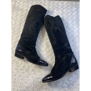 ATTILIO CURIONE for SAKS FIFTH AVENUE Black leather Tall Riding Boots 7.5 VTG